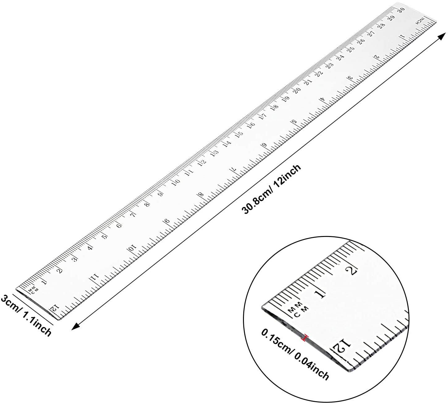 12 clear ruler stationery warehouse