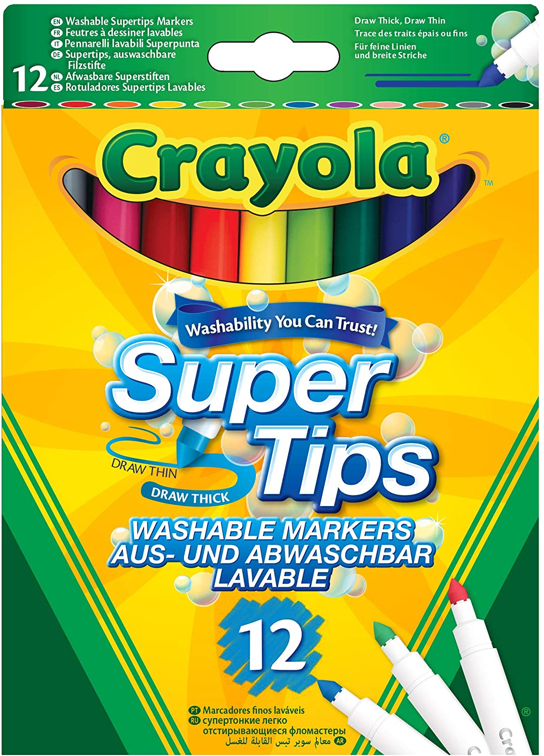 Crayola Supertips Washable – Pack of 12 – Stationery Warehouse